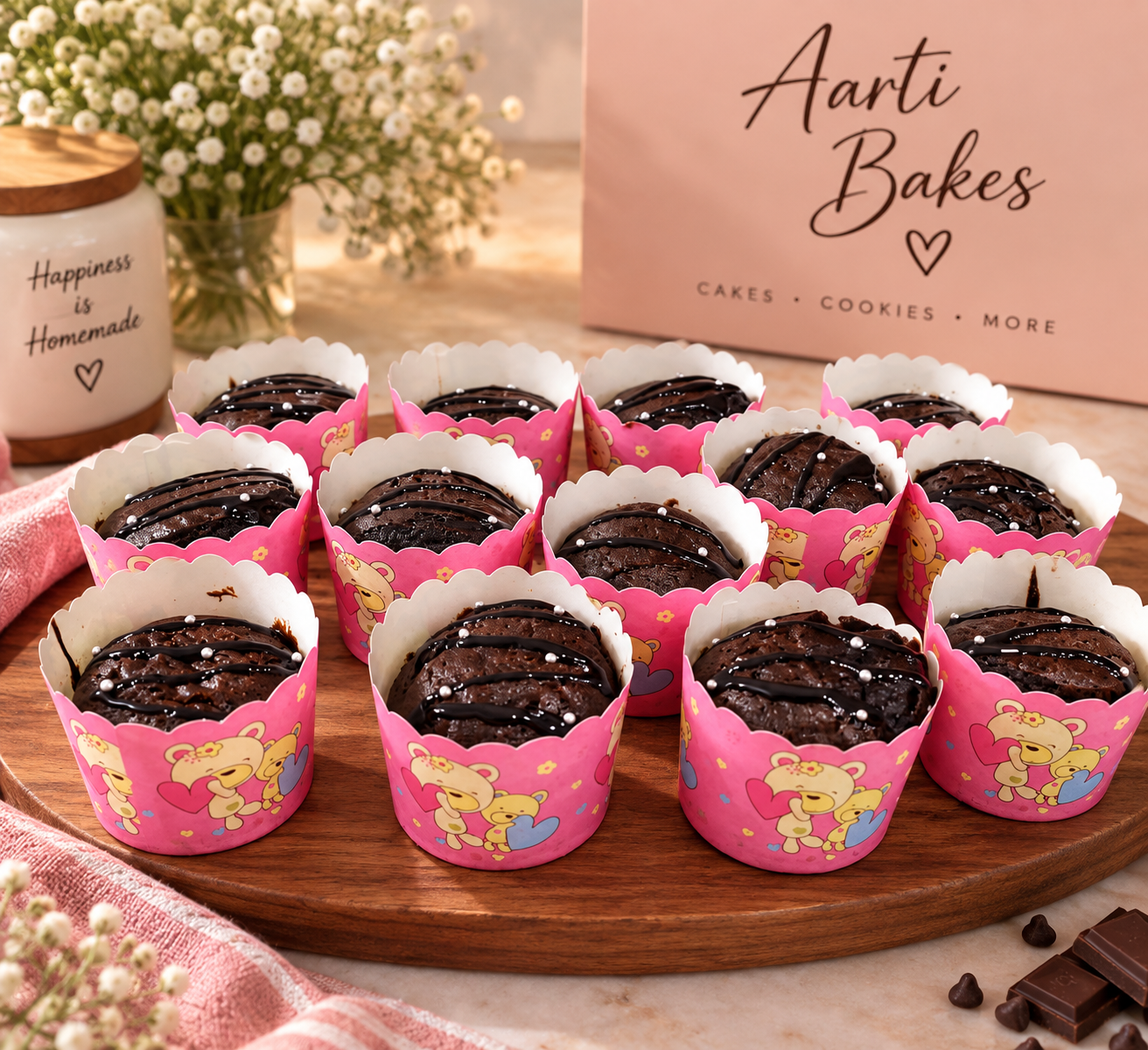 Freshly baked chocolate cupcakes