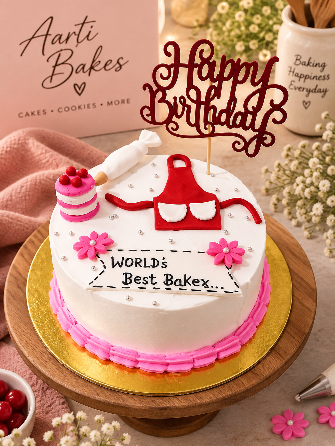 Pink themed children's birthday cake